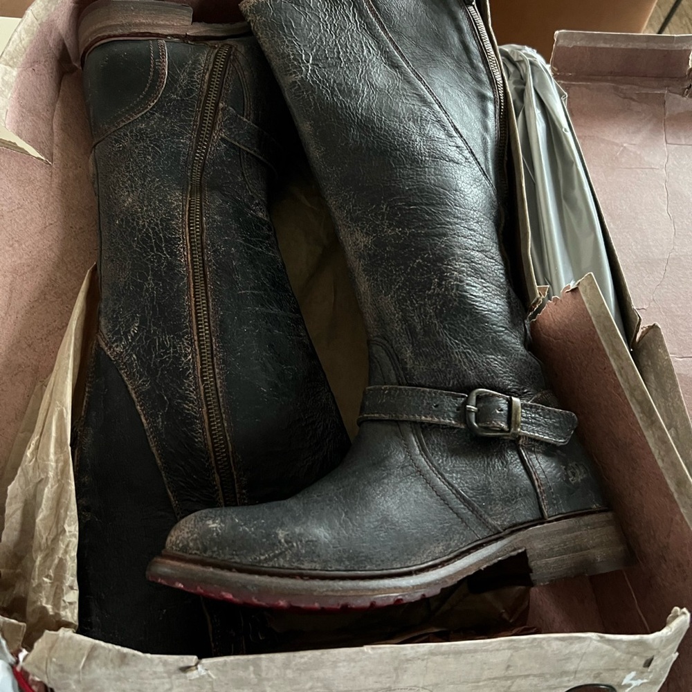 Black Leather Knee-High Boots